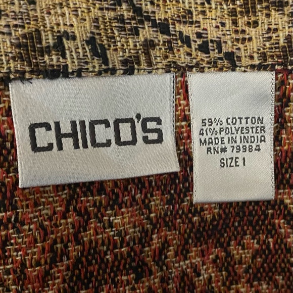 Chico's Med/1 Tapestry Long Jacket Button Front Mandarin Collar Unlined - Picture 4 of 9